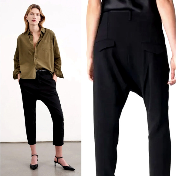 NEW! Nili Lotan XS PARIS Dress Pants $495 Drop Crotch Slouchy Trouser Black 00 - Picture 1 of 10